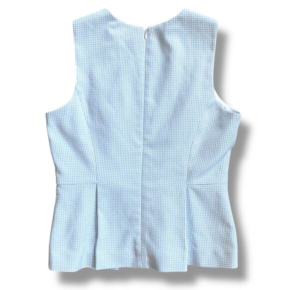 Antonio Melani Gingham Top Sleeveless Peplum Sz 10 White Blue Born on Fifth NWT - Picture 2 of 15